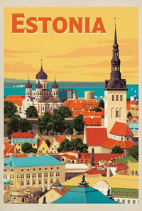 Tallinn Cityscape Heritage Art Print Travel Poster PosterGoat