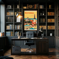 Tallinn Cityscape Heritage Art Print Travel Poster PosterGoat