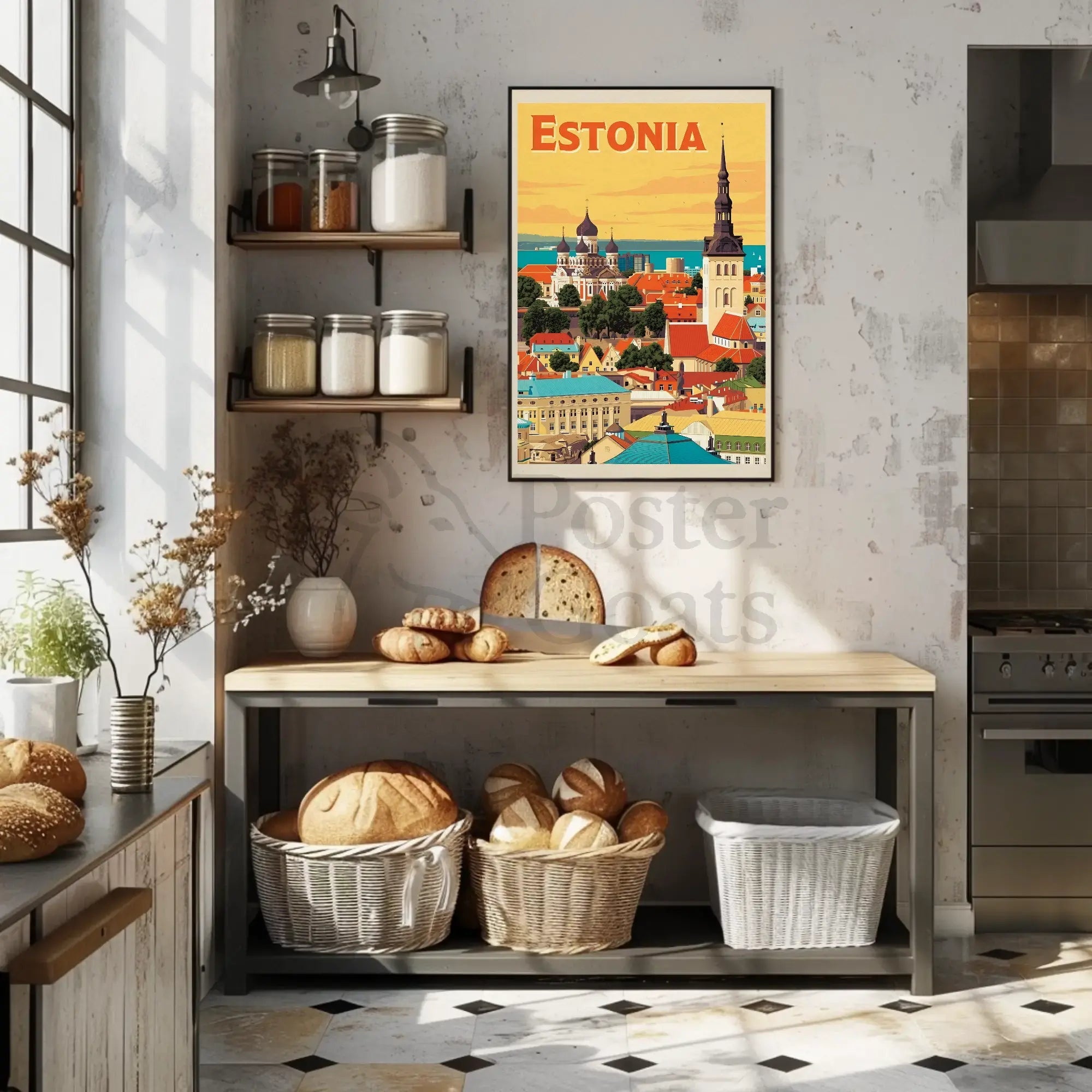 Tallinn Cityscape Heritage Art Print Travel Poster PosterGoat