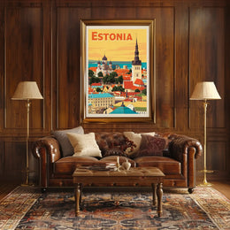 Tallinn Cityscape Heritage Art Print Travel Poster PosterGoat