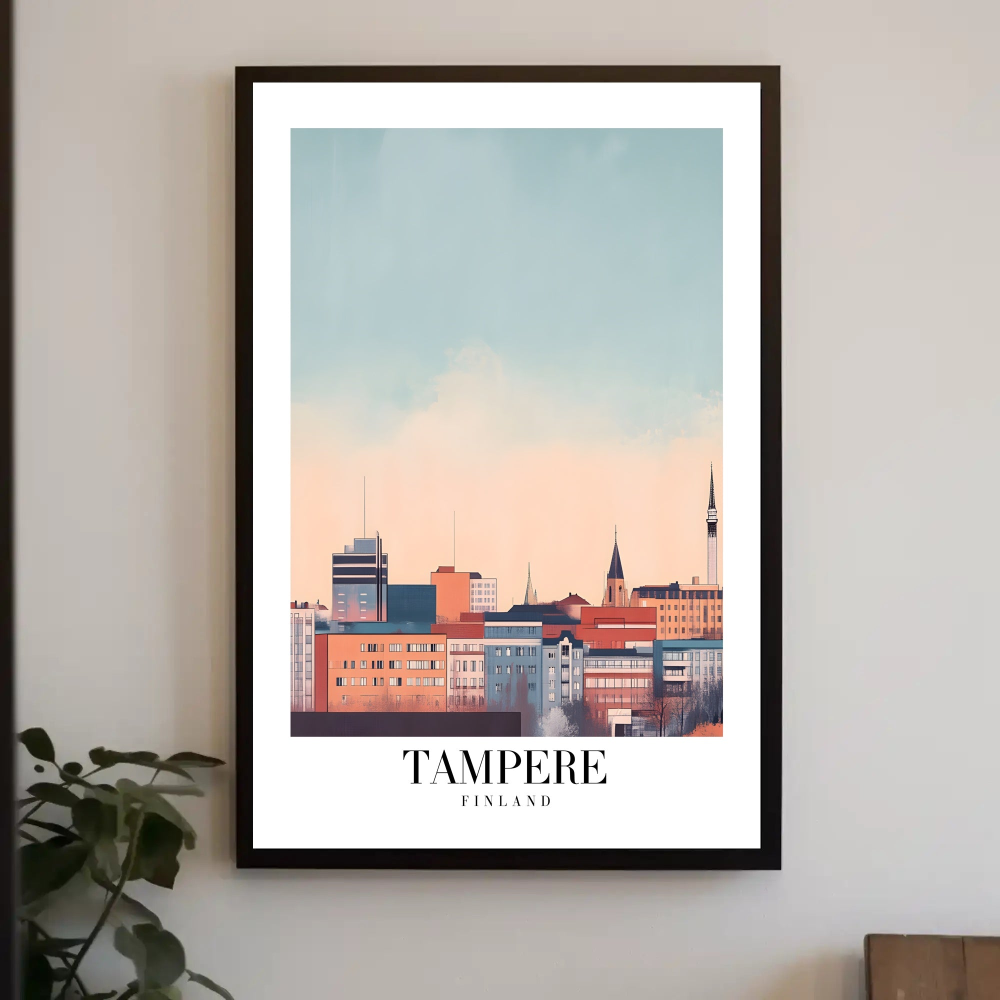 Tampere Cityscape Serene Skyline Modern Urban Cityscape Poster PosterGoat