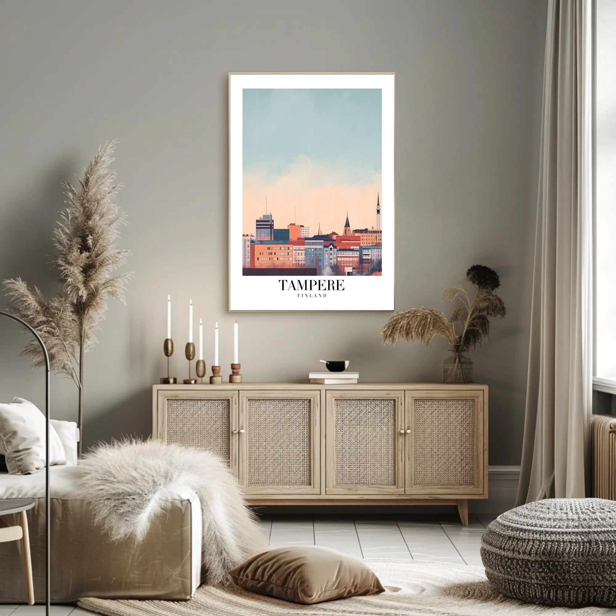 Tampere Cityscape Serene Skyline Modern Urban Cityscape Poster PosterGoat