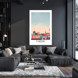 Tampere Cityscape Serene Skyline Modern Urban Cityscape Poster PosterGoat