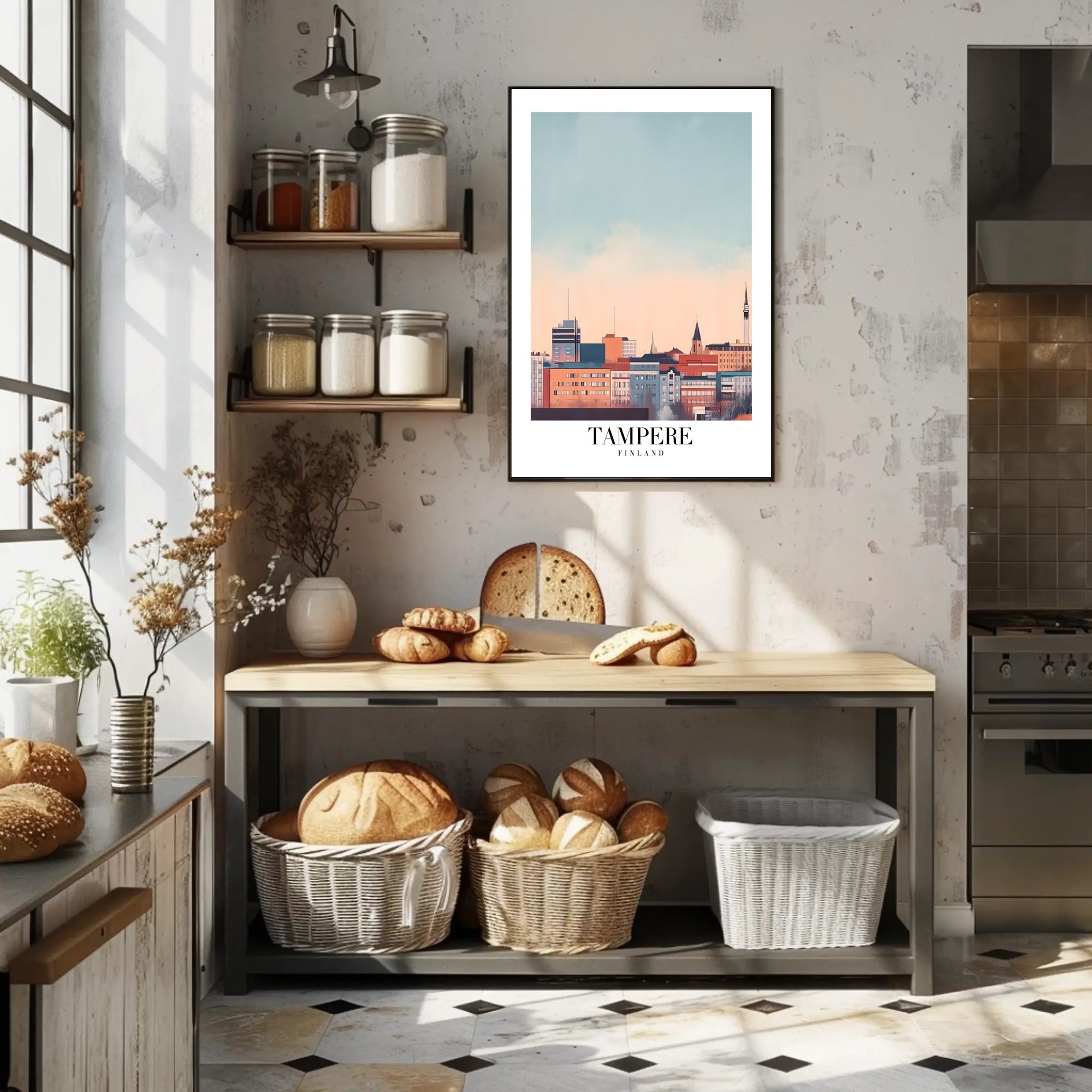 Tampere Cityscape Serene Skyline Modern Urban Cityscape Poster PosterGoat