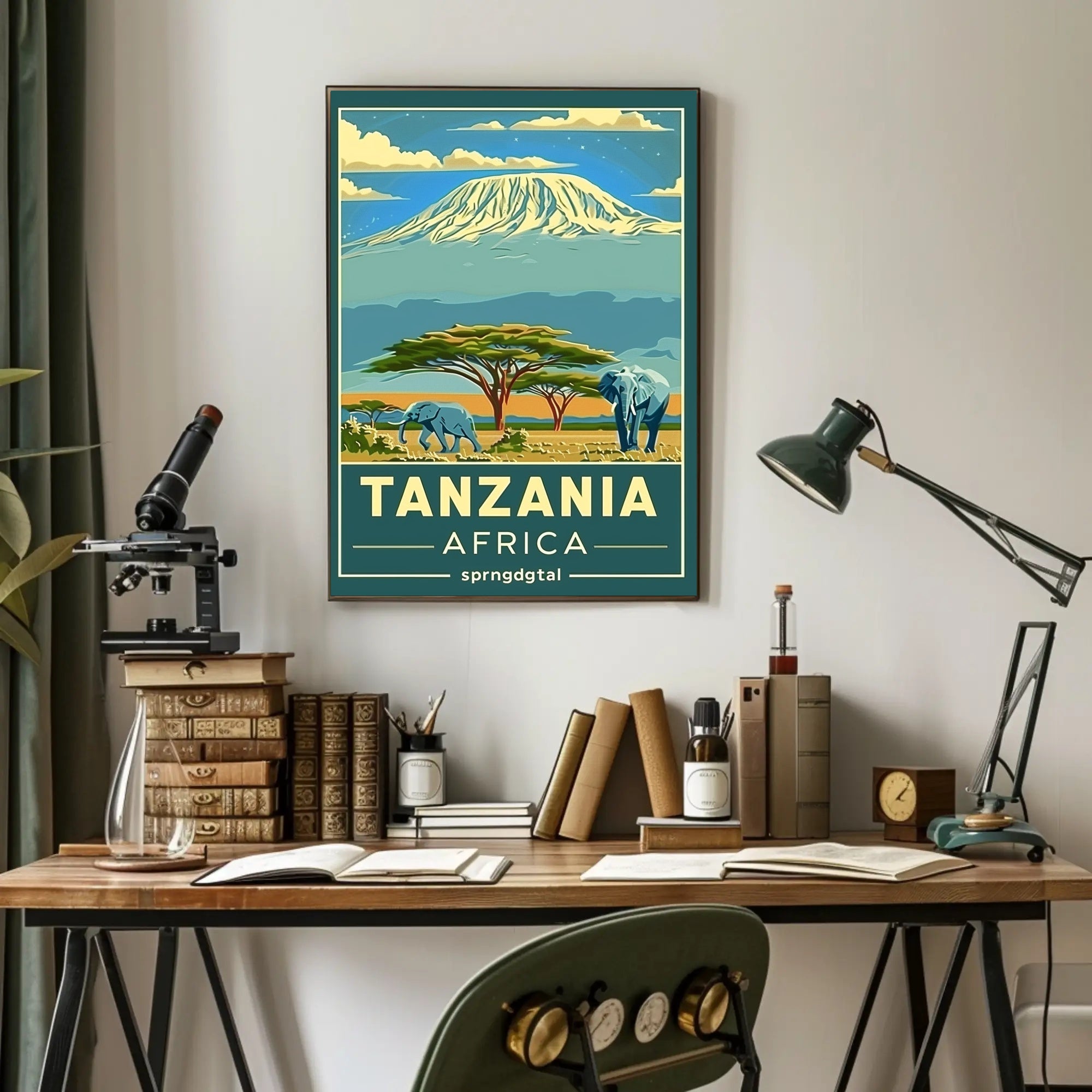 Tanzania Wildlife Adventure Travel Poster PosterGoat