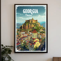 Tbilisi Skyline Illustrative Design Urban or Cityscape Poster PosterGoat