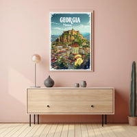 Tbilisi Skyline Illustrative Design Urban or Cityscape Poster PosterGoat