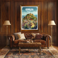Tbilisi Skyline Illustrative Design Urban or Cityscape Poster PosterGoat