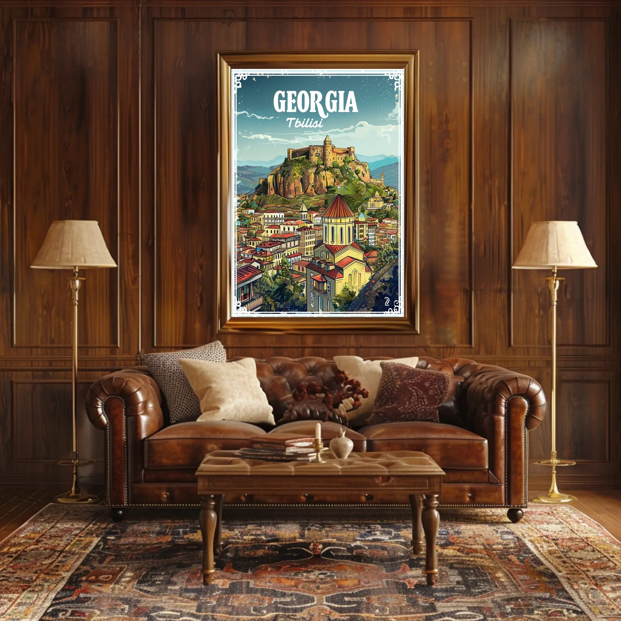 Tbilisi Skyline Illustrative Design Urban or Cityscape Poster PosterGoat