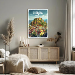 Tbilisi Skyline Illustrative Design Urban or Cityscape Poster PosterGoat