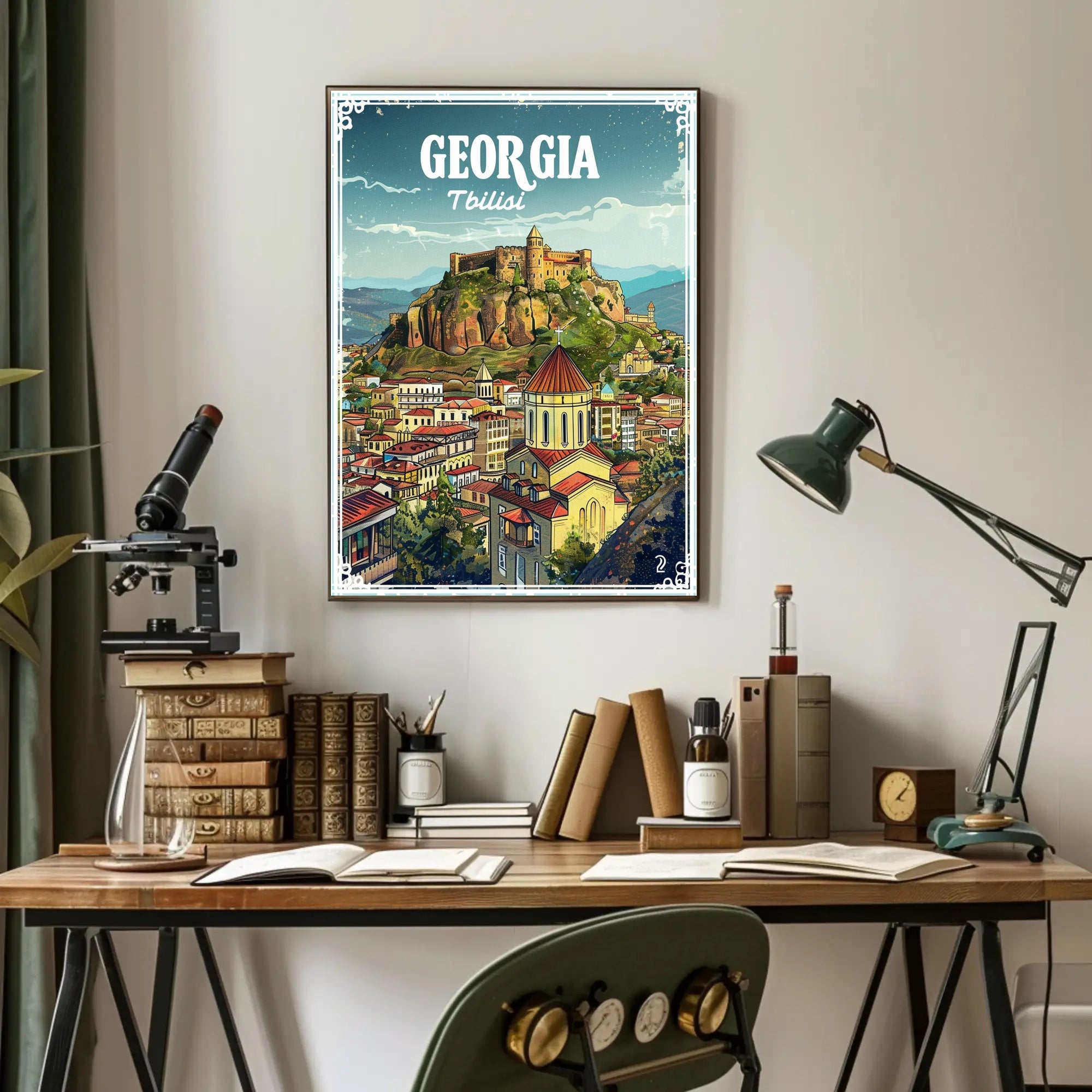 Tbilisi Skyline Illustrative Design Urban or Cityscape Poster PosterGoat