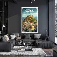 Tbilisi Skyline Illustrative Design Urban or Cityscape Poster PosterGoat