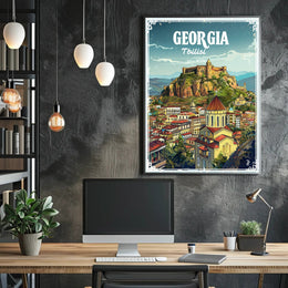 Tbilisi Skyline Illustrative Design Urban or Cityscape Poster PosterGoat