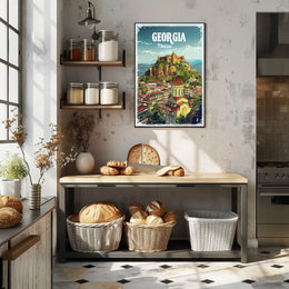 Tbilisi Skyline Illustrative Design Urban or Cityscape Poster PosterGoat
