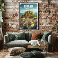 Tbilisi Skyline Illustrative Design Urban or Cityscape Poster PosterGoat