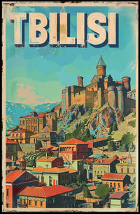 Tbilisi Vintage Travel Poster Featuring Narikala Fortress PosterGoat