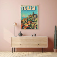 Tbilisi Vintage Travel Poster Featuring Narikala Fortress PosterGoat