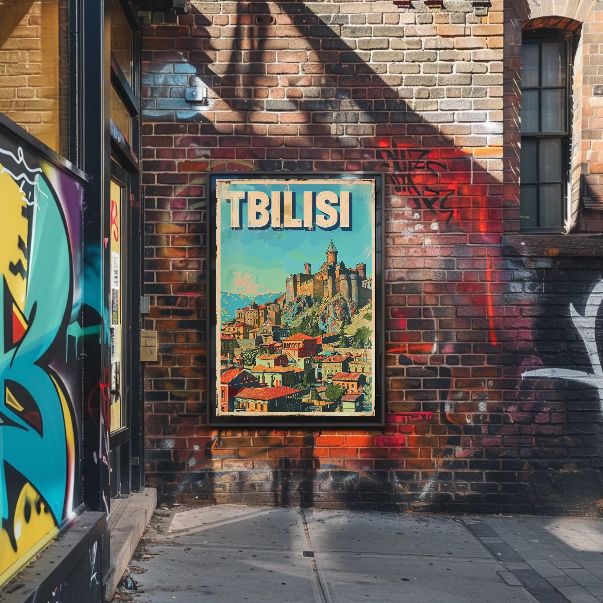 Tbilisi Vintage Travel Poster Featuring Narikala Fortress PosterGoat