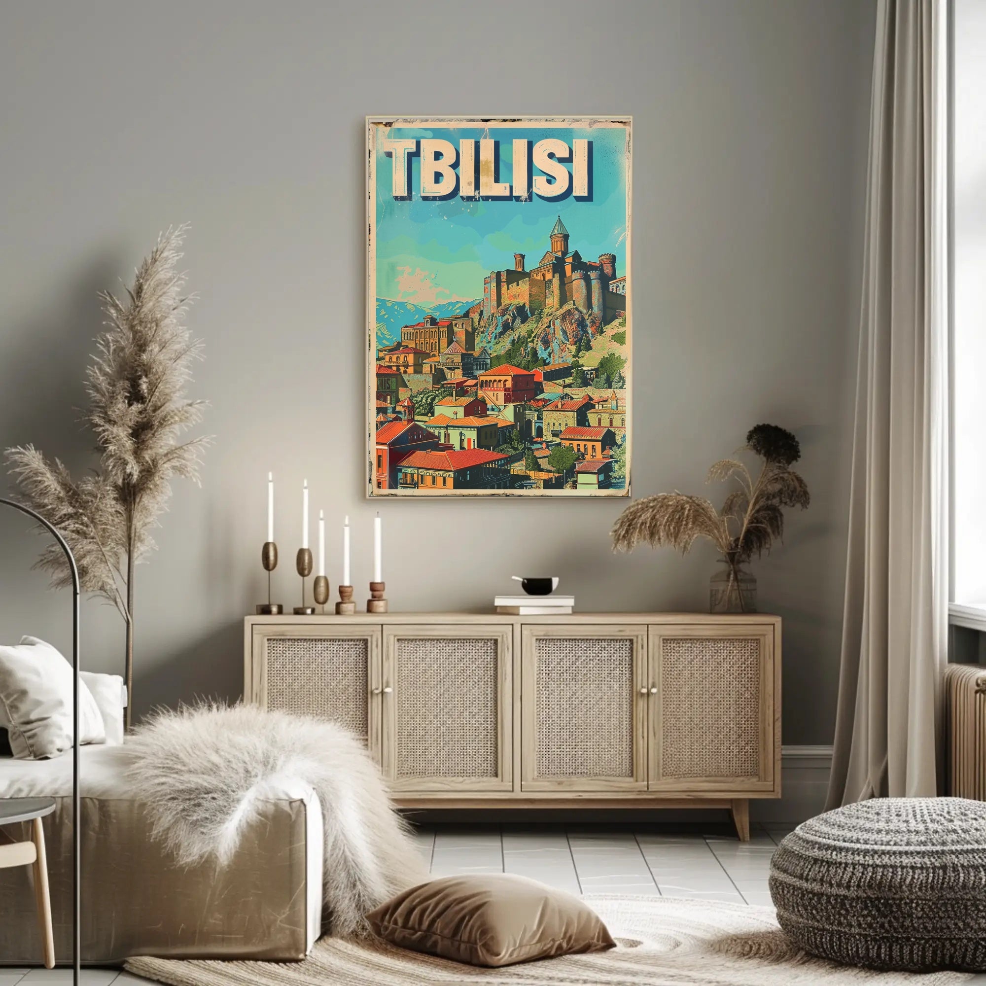Tbilisi Vintage Travel Poster Featuring Narikala Fortress PosterGoat
