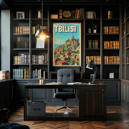 Tbilisi Vintage Travel Poster Featuring Narikala Fortress PosterGoat