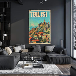 Tbilisi Vintage Travel Poster Featuring Narikala Fortress PosterGoat