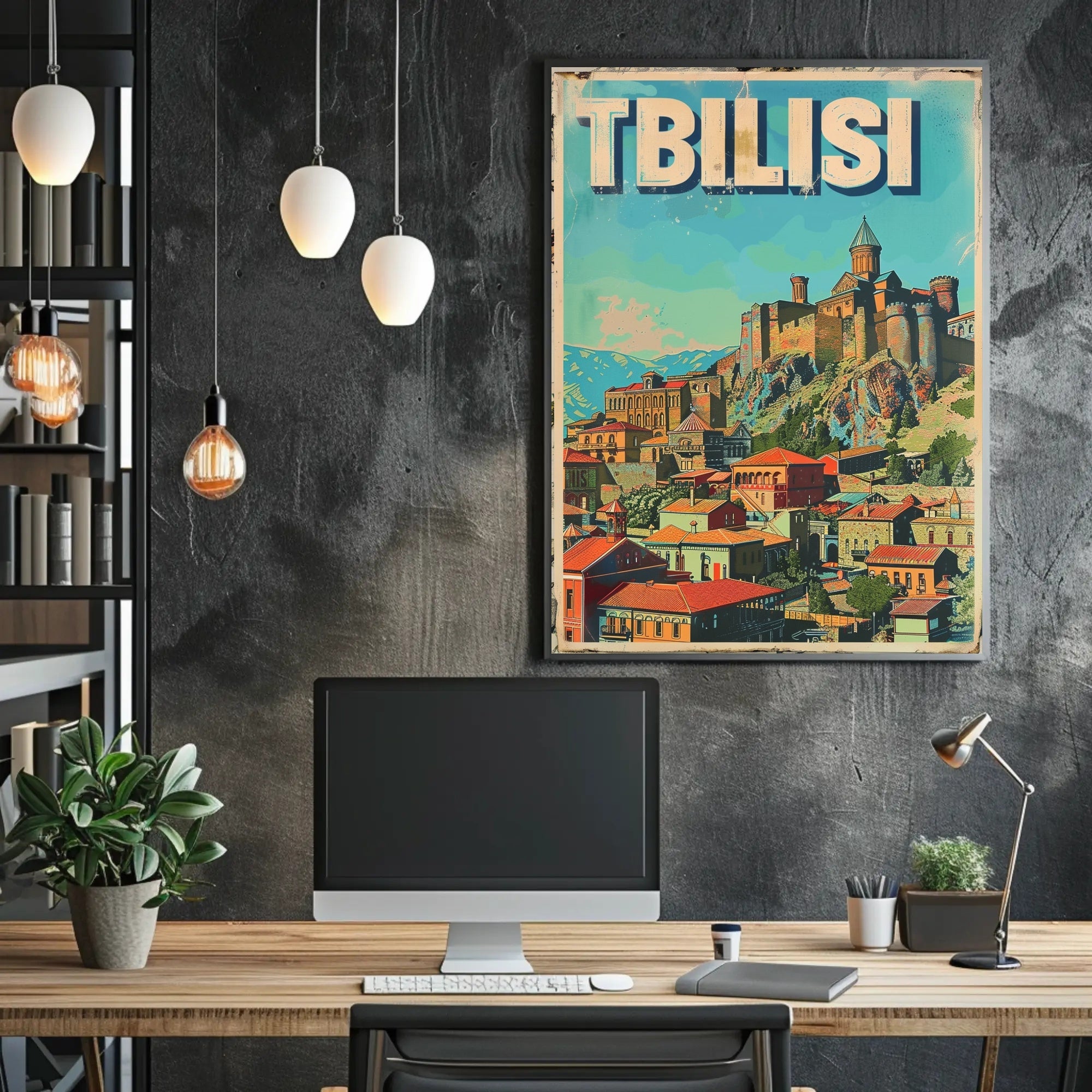 Tbilisi Vintage Travel Poster Featuring Narikala Fortress PosterGoat