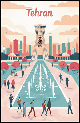 Tehran Urban Landscape Modern Stylized Art Urban or Cityscape Poster PosterGoat
