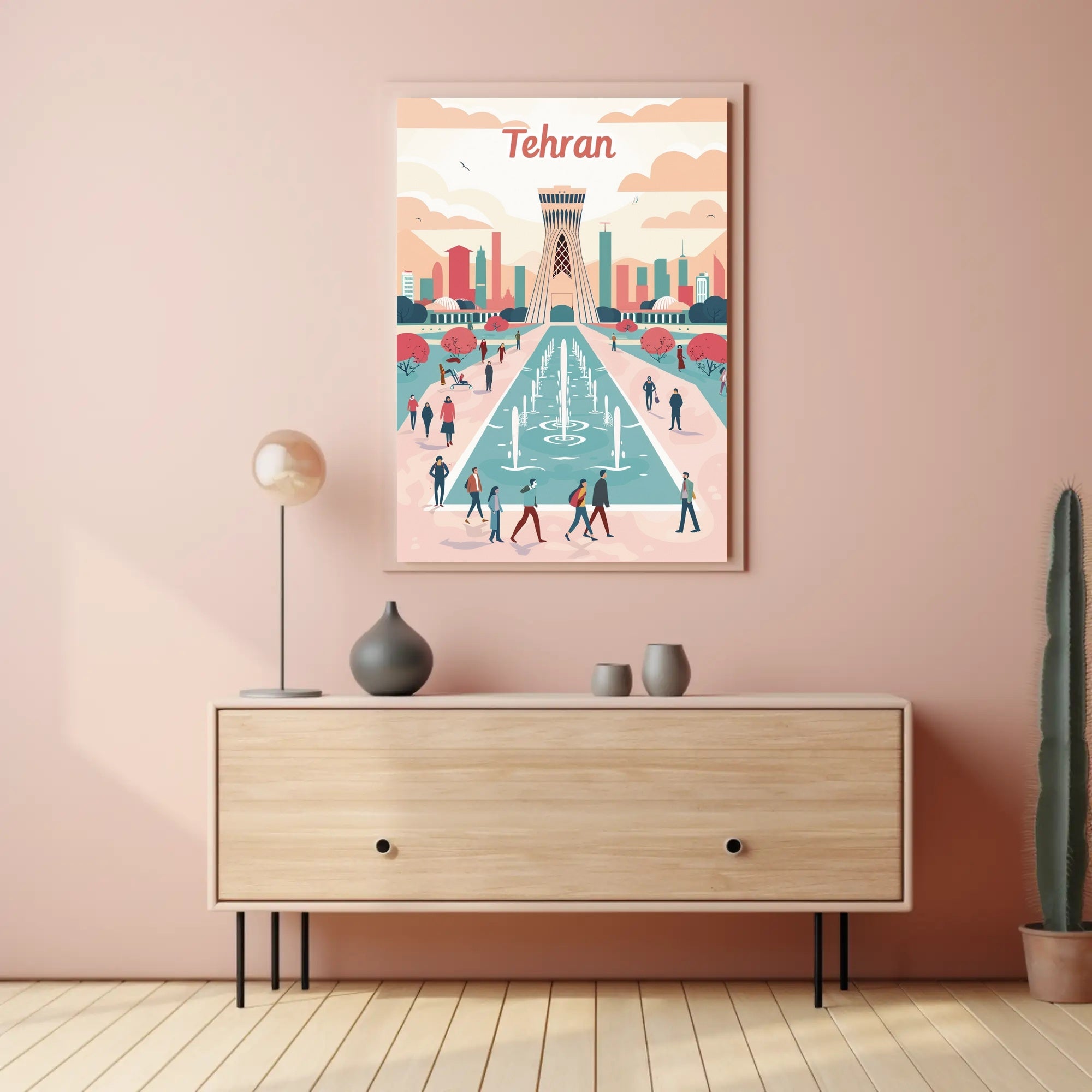 Tehran Urban Landscape Modern Stylized Art Urban or Cityscape Poster PosterGoat
