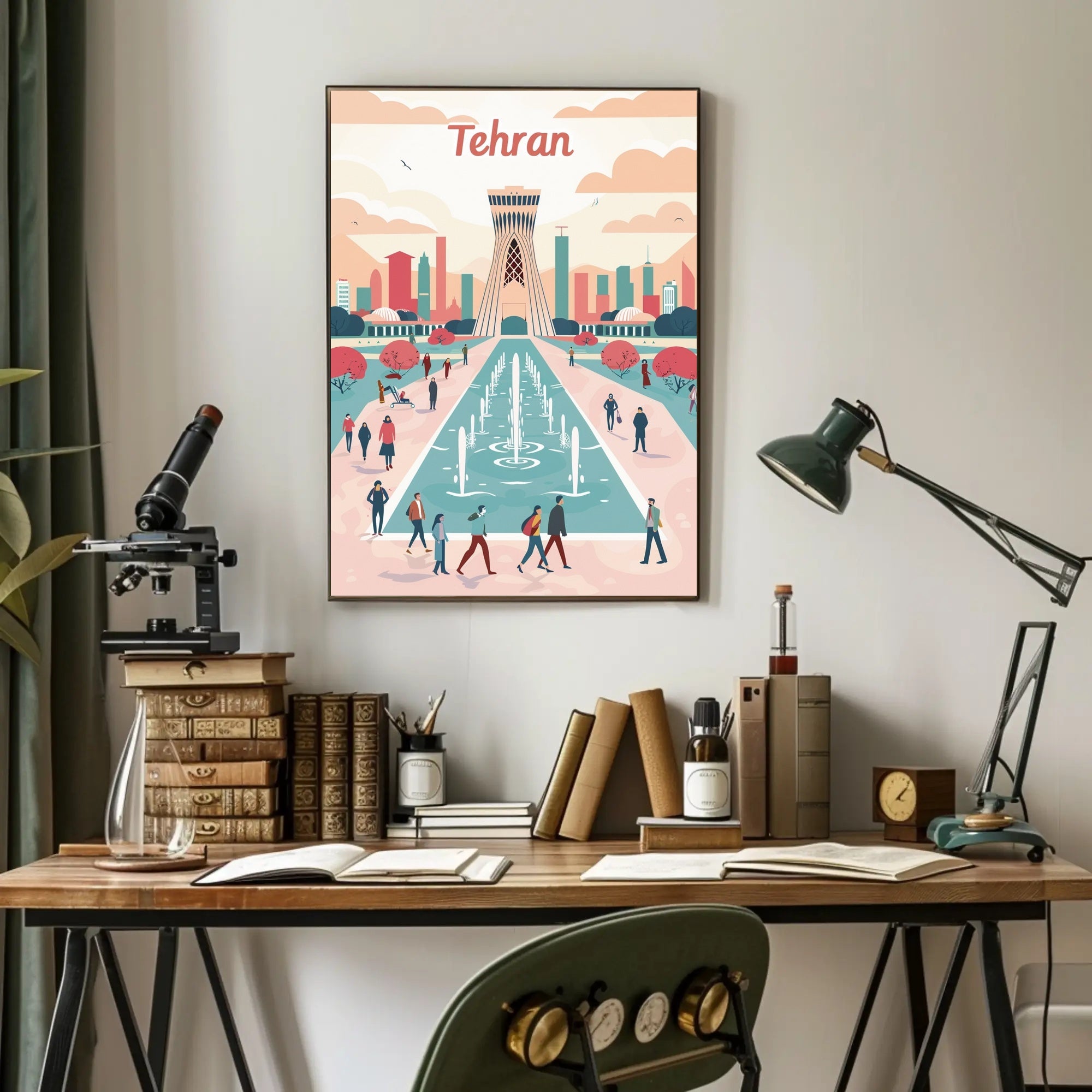 Tehran Urban Landscape Modern Stylized Art Urban or Cityscape Poster PosterGoat