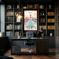 Tehran Urban Landscape Modern Stylized Art Urban or Cityscape Poster PosterGoat