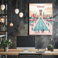 Tehran Urban Landscape Modern Stylized Art Urban or Cityscape Poster PosterGoat