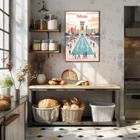Tehran Urban Landscape Modern Stylized Art Urban or Cityscape Poster PosterGoat