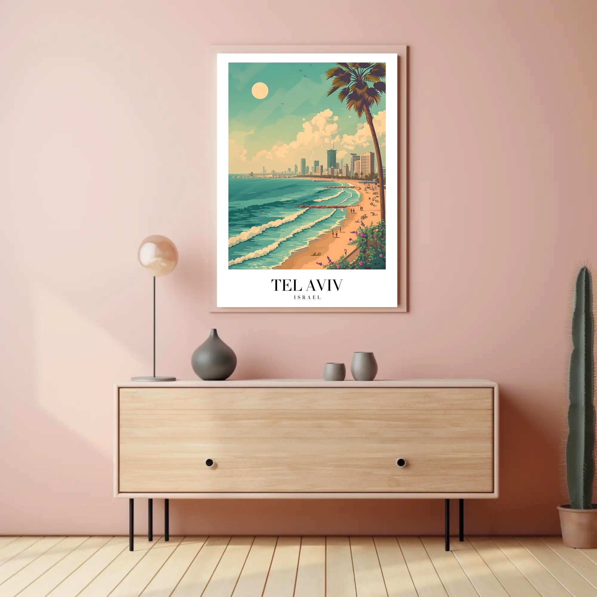 Tel Aviv Beachfront Urban Skyline Travel Poster PosterGoat