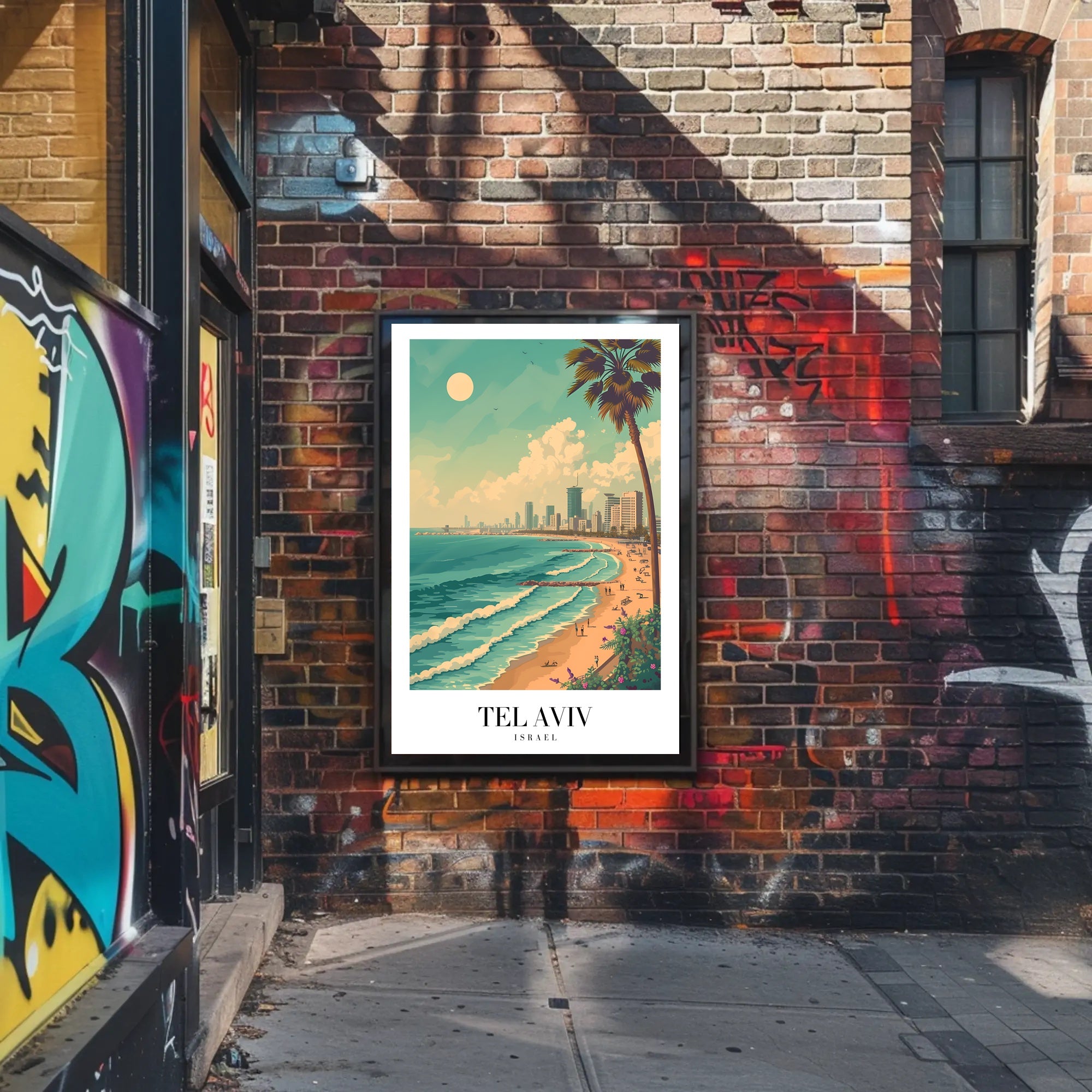 Tel Aviv Beachfront Urban Skyline Travel Poster PosterGoat