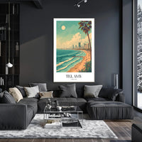Tel Aviv Beachfront Urban Skyline Travel Poster PosterGoat