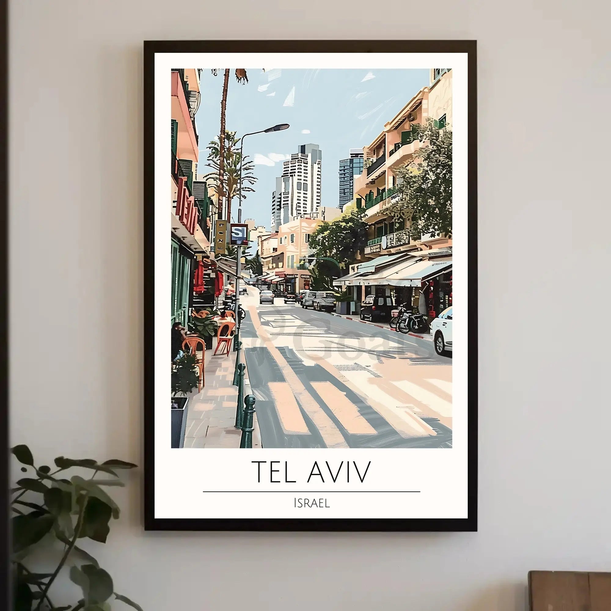 Tel Aviv Cityscape Travel Poster PosterGoat