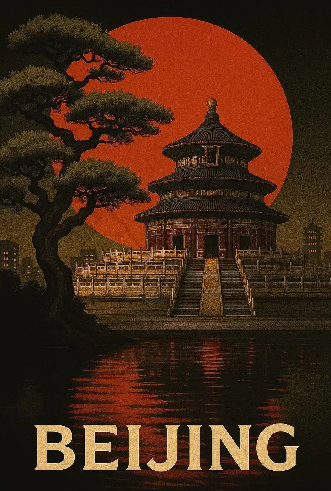 Temple of Heaven Beijing Vintage Travel Poster PosterGoat