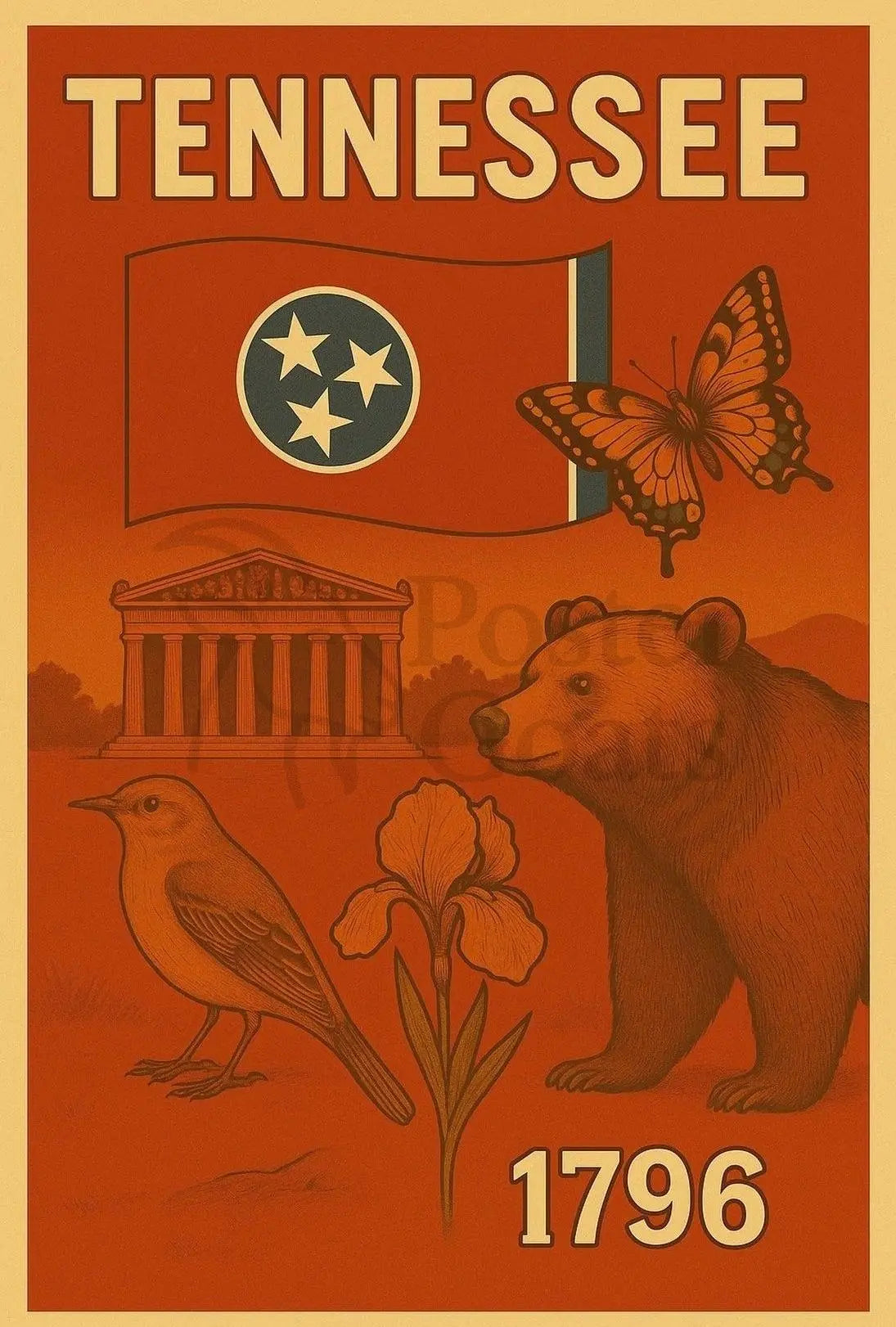 Tennessee Heritage Vintage Retro Cultural or Heritage Poster PosterGoat