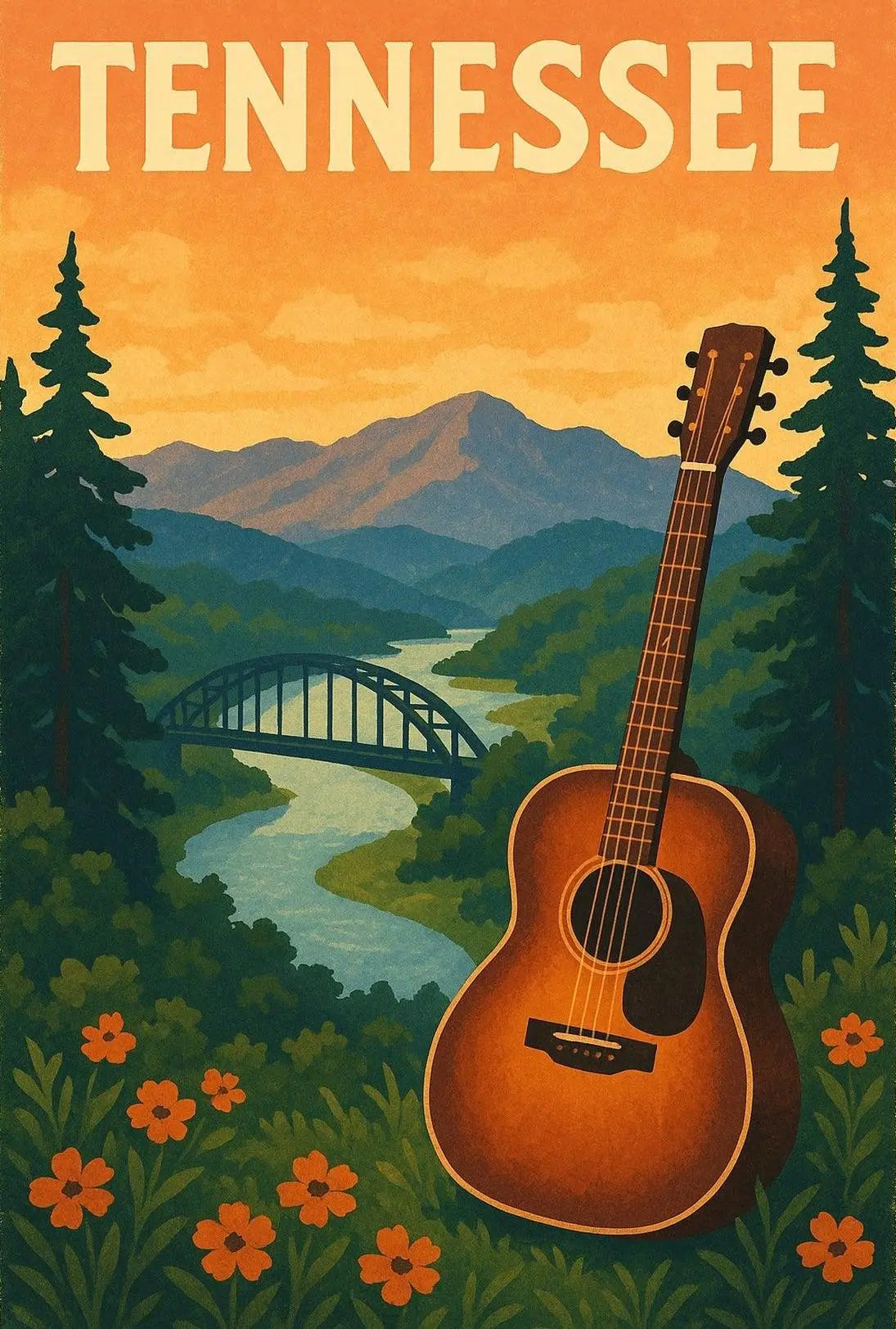 Tennessee Musical Heritage Vintage Travel Poster PosterGoat