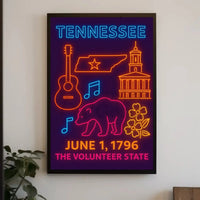 Tennessee Neon Celebration Cultural or Heritage Poster PosterGoat