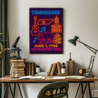 Tennessee Neon Celebration Cultural or Heritage Poster PosterGoat