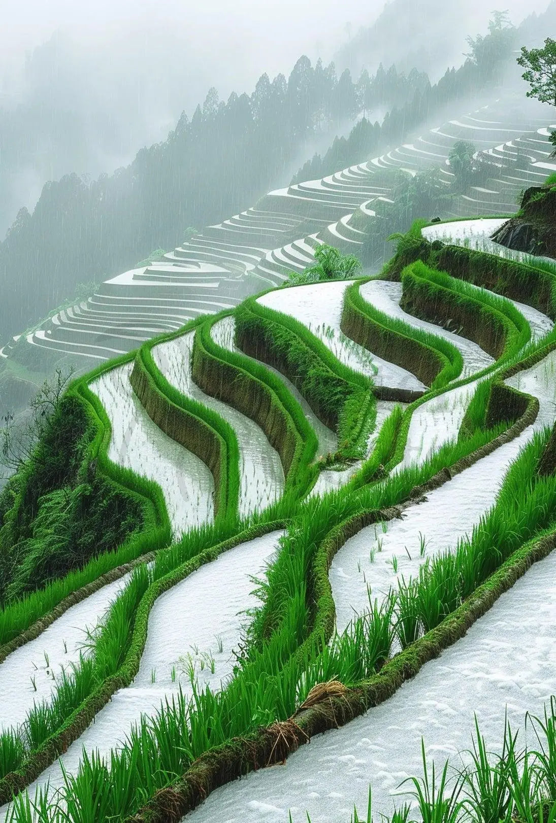 Terraced Rice Fields Landscape Art Print - Cultural Heritage Poster PosterGoat