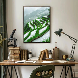 Terraced Rice Fields Landscape Art Print - Cultural Heritage Poster PosterGoat
