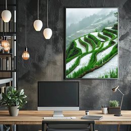 Terraced Rice Fields Landscape Art Print - Cultural Heritage Poster PosterGoat