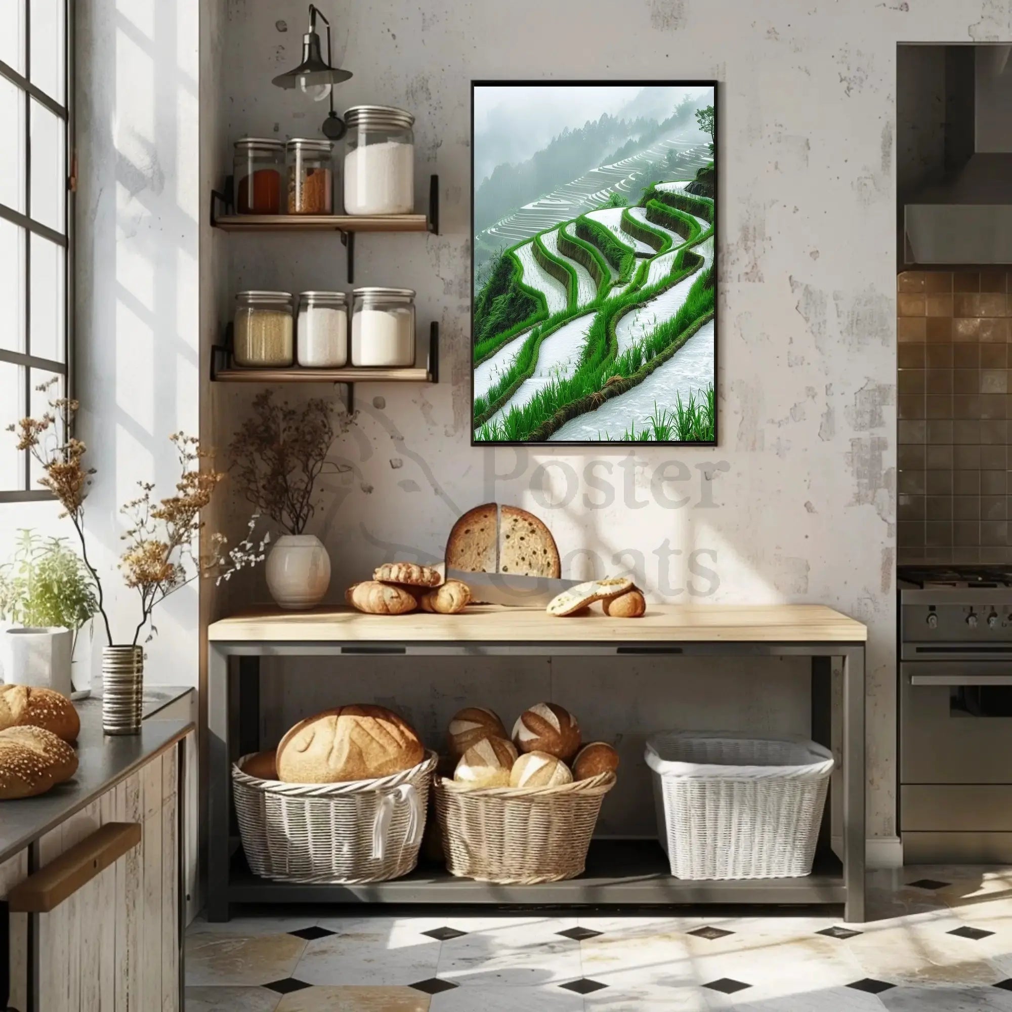 Terraced Rice Fields Landscape Art Print - Cultural Heritage Poster PosterGoat