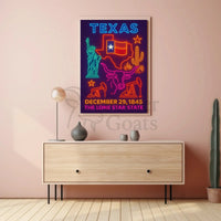 Texas Annexation Celebration Neon Art Cultural Heritage Poster PosterGoat