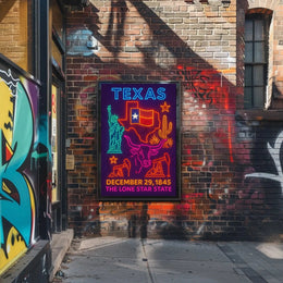 Texas Annexation Celebration Neon Art Cultural Heritage Poster PosterGoat