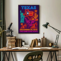 Texas Annexation Celebration Neon Art Cultural Heritage Poster PosterGoat