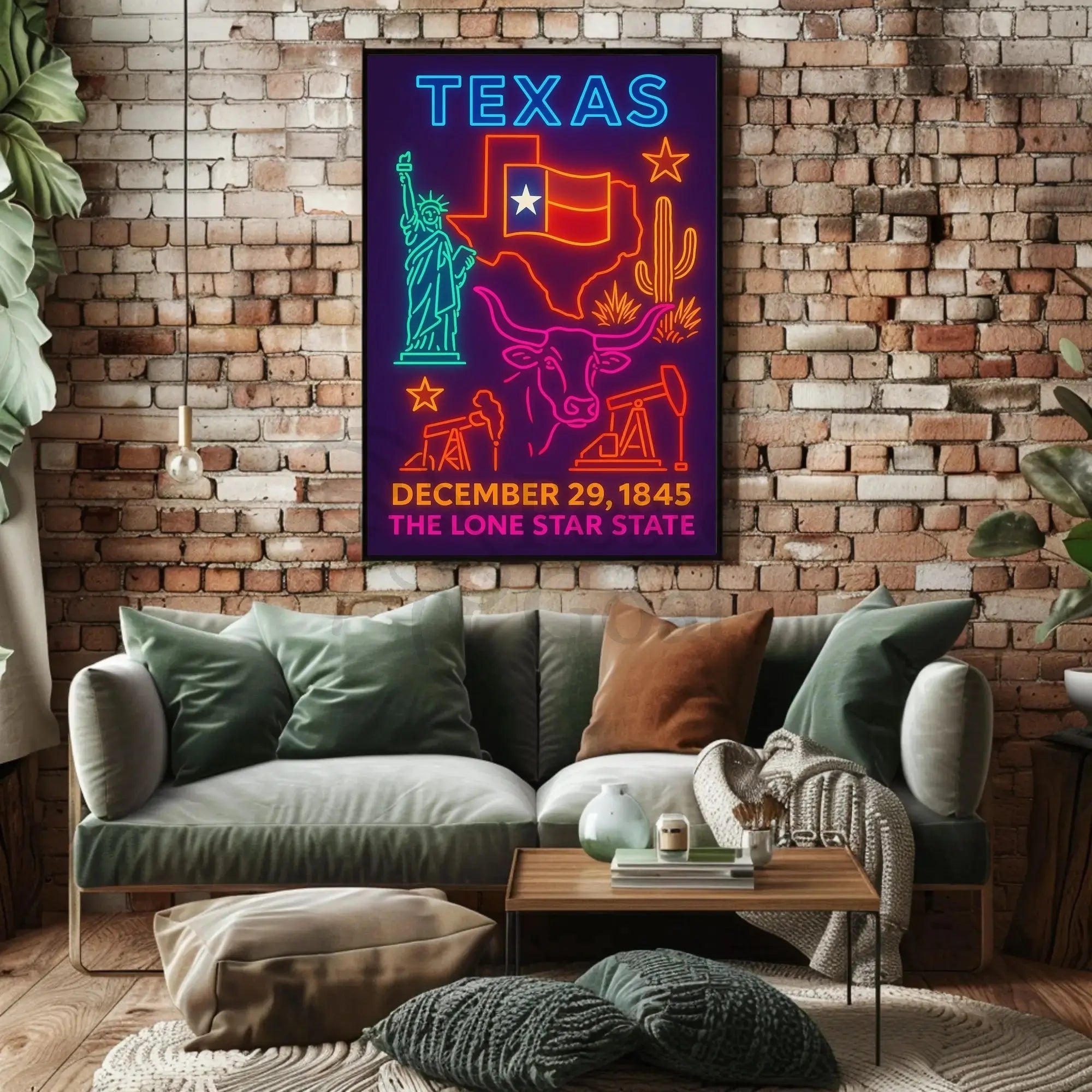 Texas Annexation Celebration Neon Art Cultural Heritage Poster PosterGoat