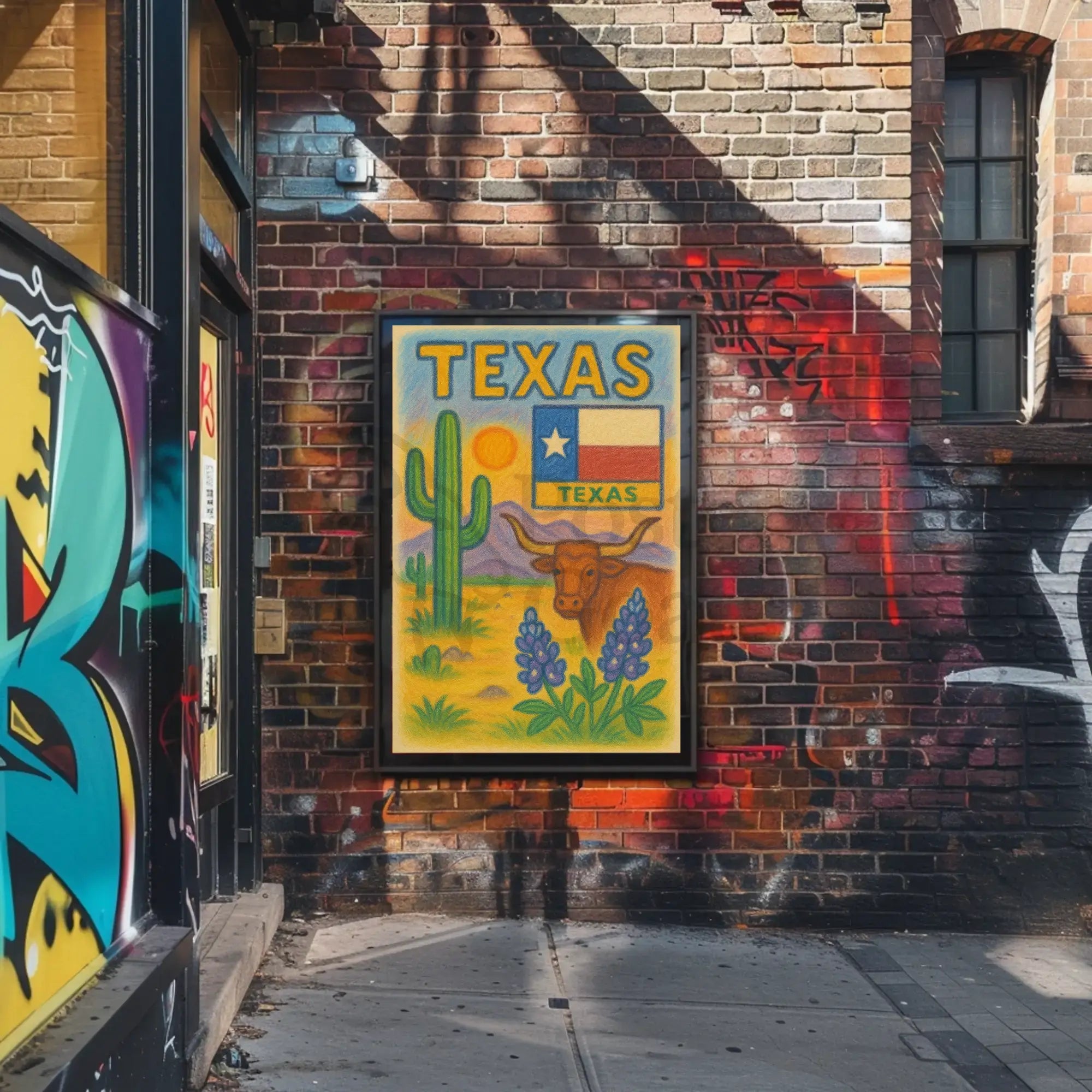 Texas Charm: Rustic Longhorn Heritage Cultural or Heritage Poster PosterGoat